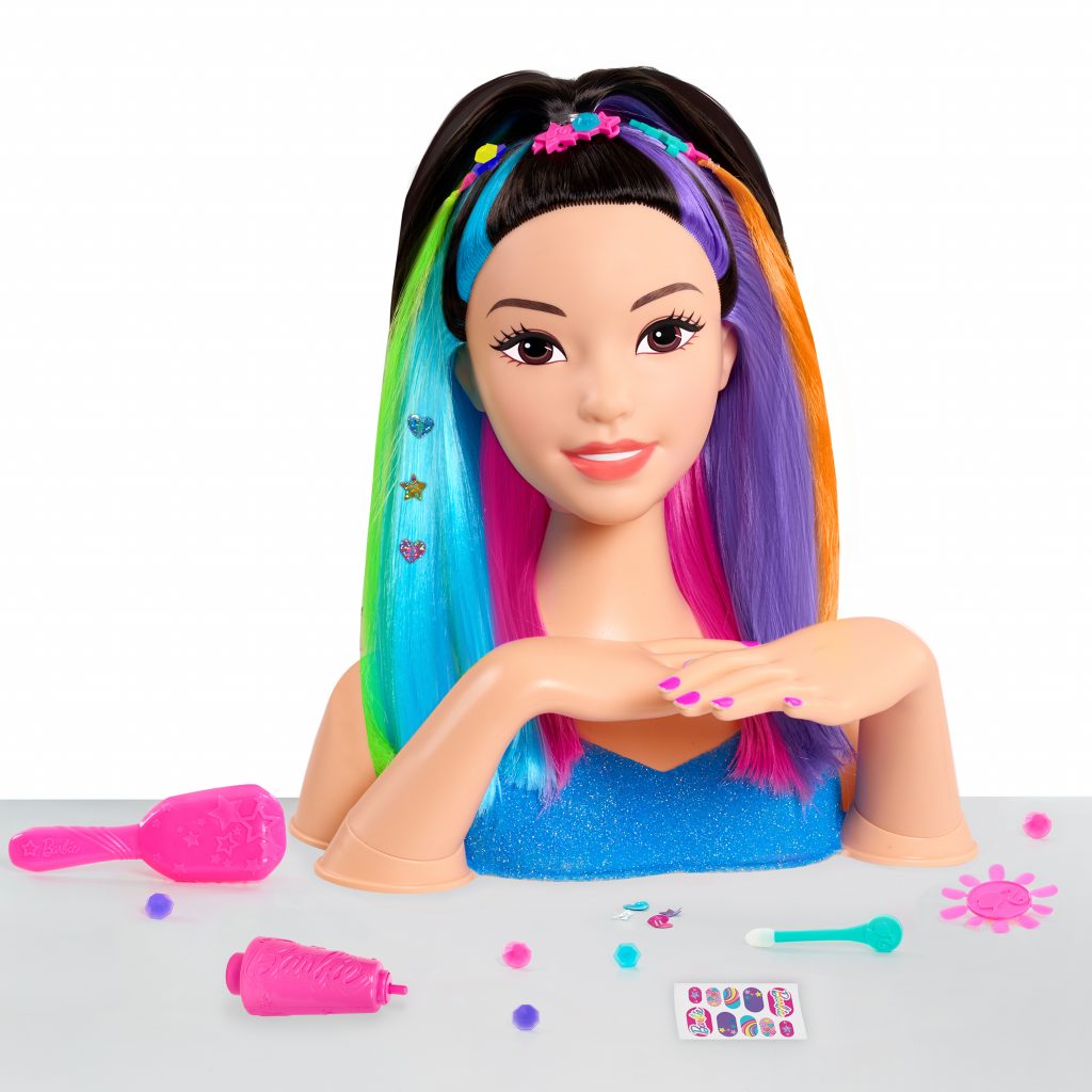 barbie rainbow hair leopard doll