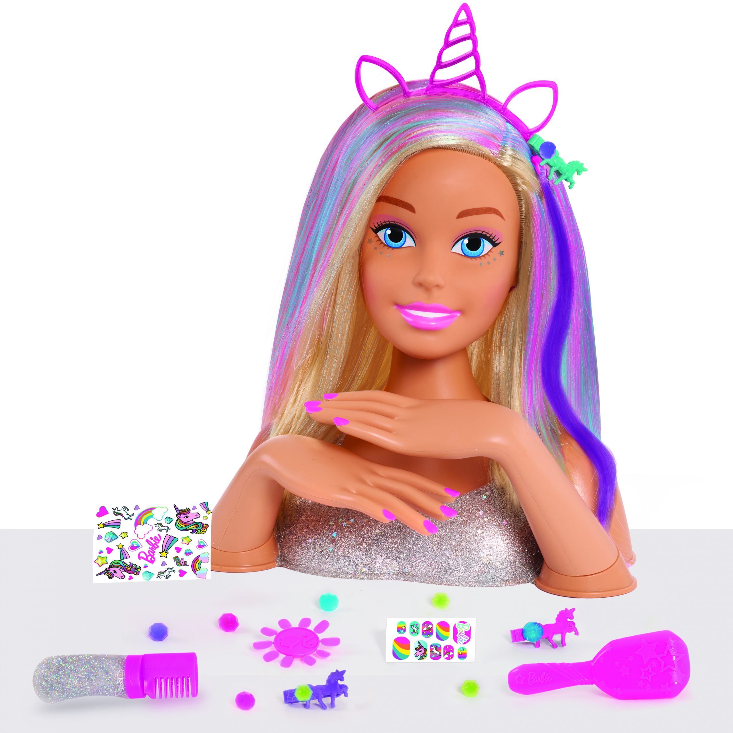 barbie color and crimp styling head blonde