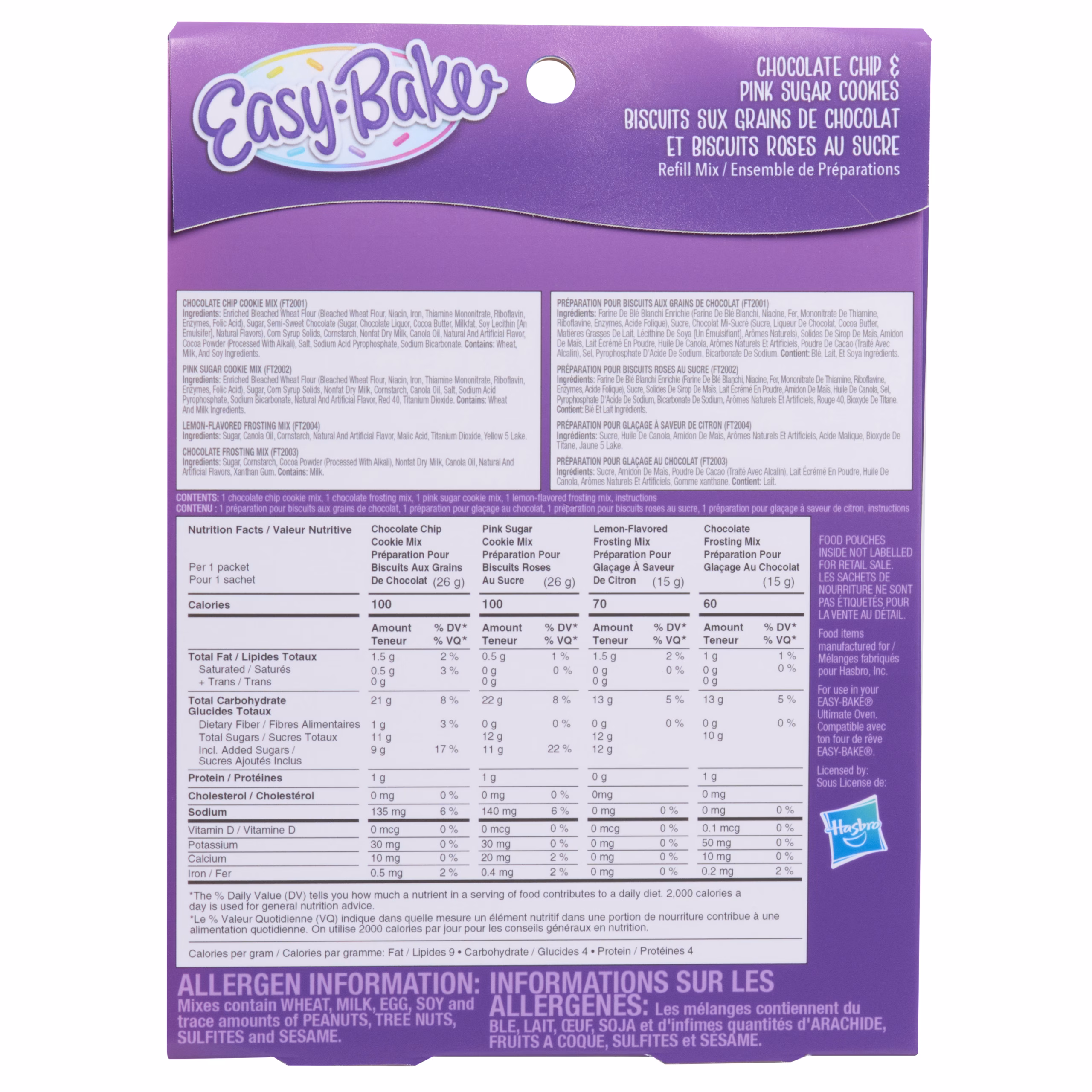 Easy-Bake Ultimate Oven Toy Refill Mix, Chocolate Chip and Pink Sugar Cookies