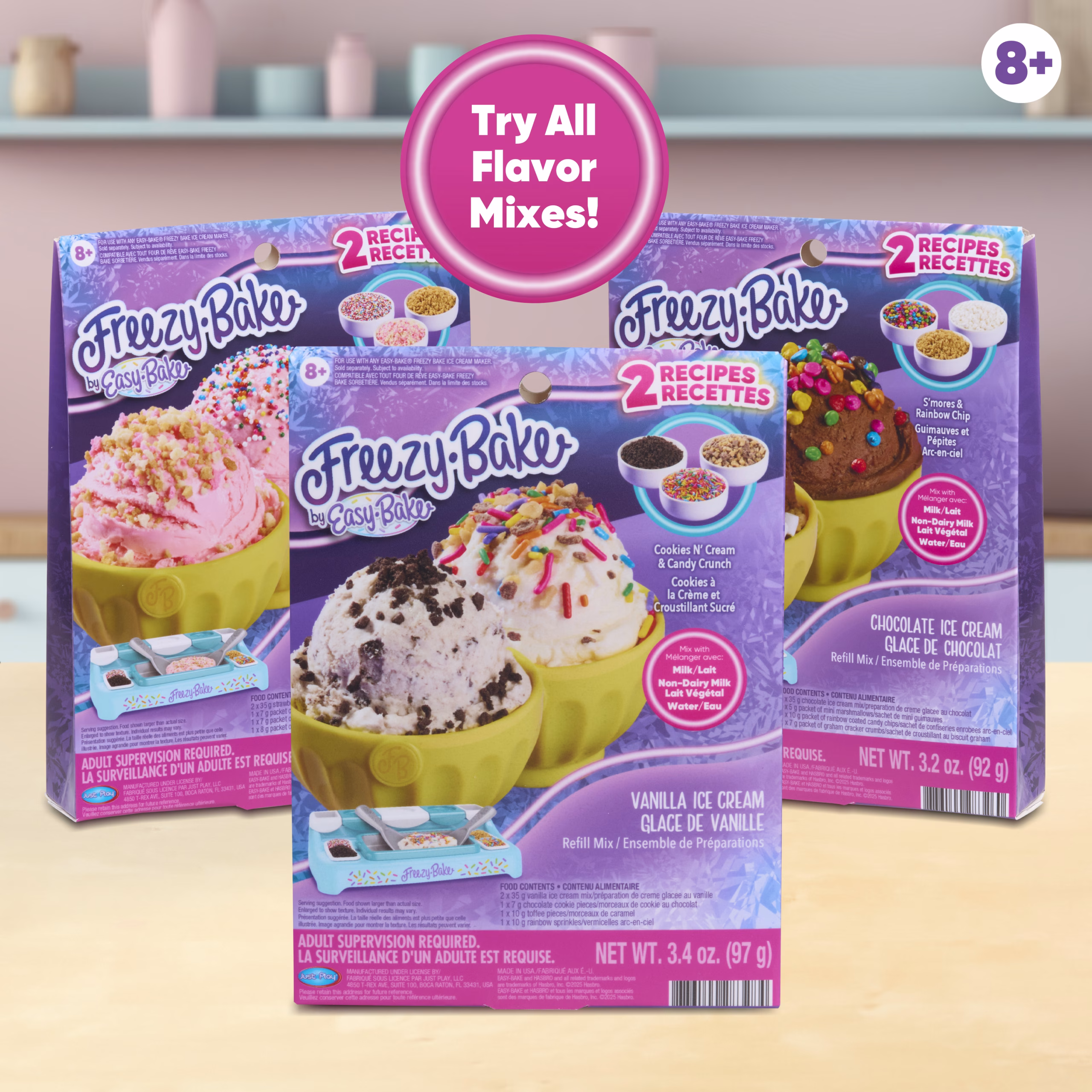 Freezy-Bake Vanilla Ice Cream Mix – Cookies ’N Cream and Candy Crunch